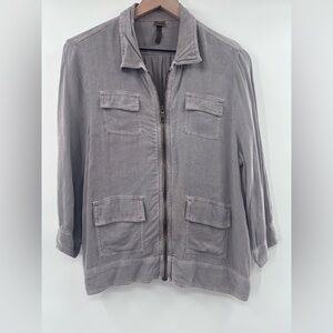 XCVI Women's Lightweight Utility Safari Field Jacket in Gray Size Medium Petite